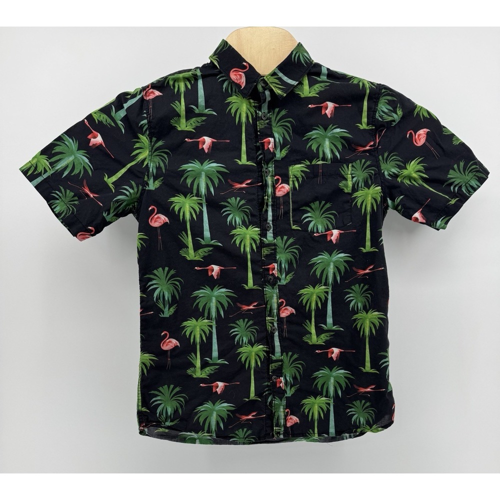 H&M Hawaiian Shirt‎ Men's Size S Floral Tropical Beach Flamingo Palm Tree Aloha